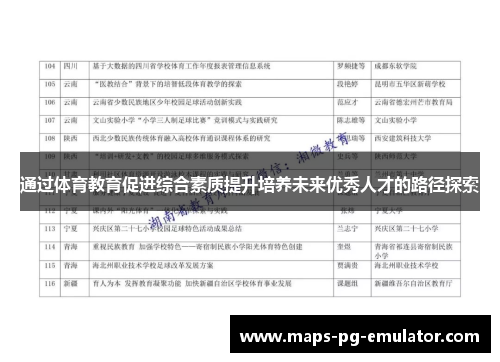 通过体育教育促进综合素质提升培养未来优秀人才的路径探索